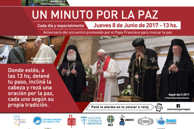 8 de junio a las 13 hs: Un minuto por la paz